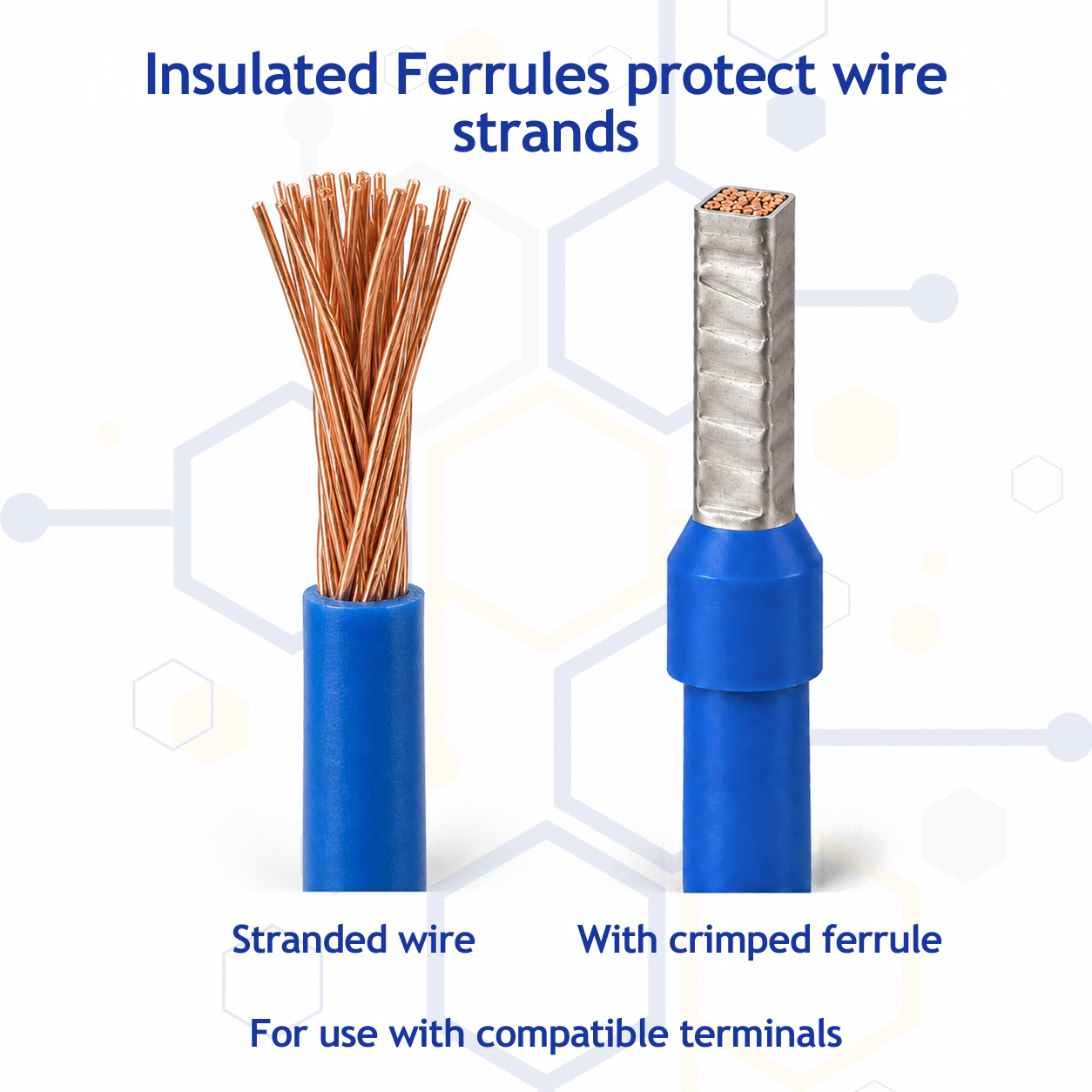 Stranded wire fitted with an insulated ferrule